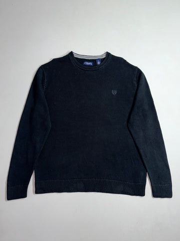 Chaps | Black Cotton Knit Crewneck Sweater (XL)