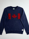 Roots Canada Navy Chenille Maple Leaf Flag Crewneck Sweatshirt (M)