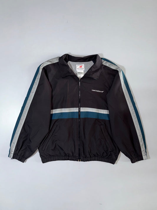 New Balance Vintage Track Jacket Black Colorblock Teal Stripe (XL)