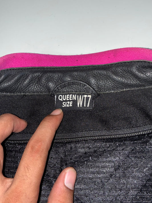 Bering “Queen” Black & Pink Leather Moto Jacket (WT7) Padded (Women’s) (XL)