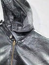 Vintage Pure Leather Double Zipper Hooded Jacket With Detachable Cap (2XL)