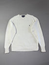 Vintage Polo by Ralph Lauren White Cotton Knit Crewneck Sweater (M)