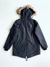 Legender's Black Fishtail Parka – Faux Fur Hood & Orange Quilted Lining (XL)