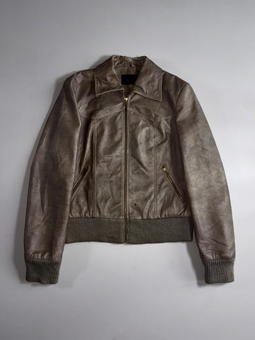 Vero Moda Bronze Metallic Leather Bomber Jacket (S)