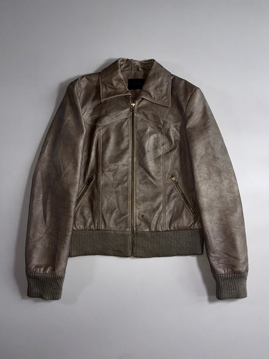 Vero Moda Bronze Metallic Leather Bomber Jacket (S)