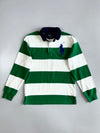 Vintage Polo Ralph Lauren Big Pony Green White Stripe Rugby T-Shirt (S)