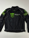 Monster Energy Black & Neon Green Mesh Biker Jacket Paded (L)