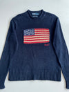 Polo Ralph Lauren Navy Crewneck Sweater with American Flag (M/L)