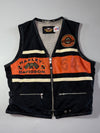 Vintage Harley-Davidson Racing #64 Leather Trim Biker Vest (XL)