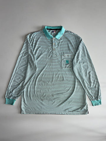 MLB New York Yankees Striped Pocket Polo Teal (3XL)