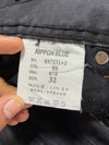 Y2K Japanese Brand Black Denim Jeans – Gold Print Pocket Art, Heian Era Graphics (W:32) (L:37)