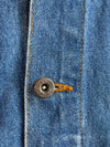Vintage Leather Collar Denim Trucker Jacket (L)
