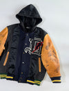 Diesel Hooded Varsity Jacket w/ Leather Sleeves (L/Xl)