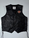 Vintage Harley-Davidson Genuine Leather Motorcycle Vest with Braided Trim & Side Lace-Up (XL)