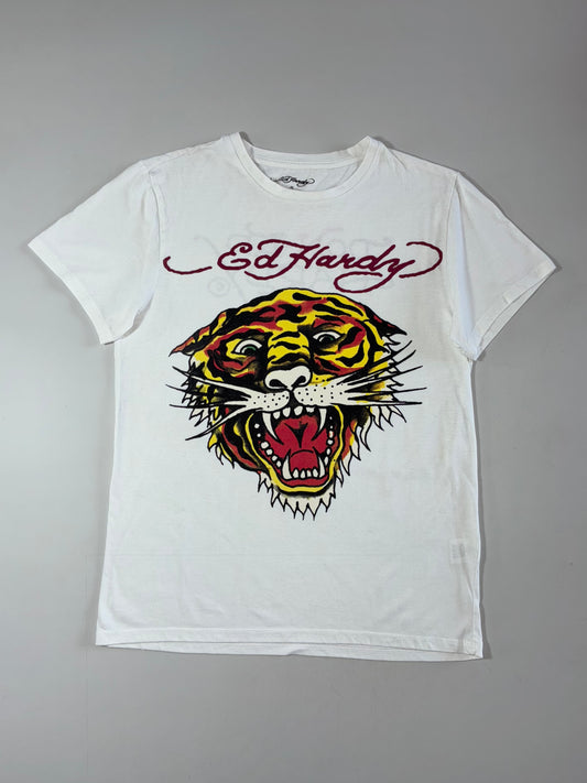 Ed Hardy Tiger Graphic Tee – White (M)