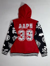 AAPE by A Bathing Ape | Red Black All Over Logo Sleeve Zip-Up Hoodie (M)