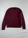 Calvin Klein Extra-Fine Italian Merino Wool Cable Knit Sweater – Burgundy (L)