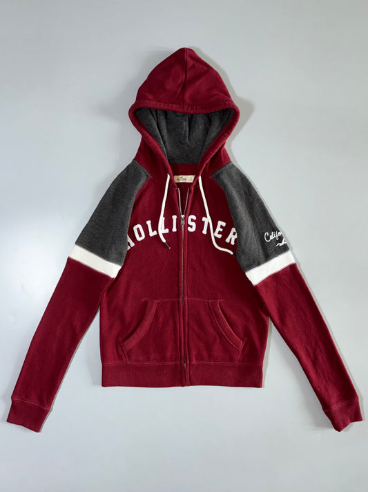 Hollister Maroon Colorblock Hoodie (Xs)