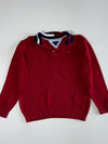 Tommy Hilfiger Red Quarter-Zip Knit with Flag Collar (Kids )(S)