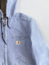 Vintage Carhartt Washed Blue Sherpa Lined Hooded Active Jacket (Fur Inside)(M)
