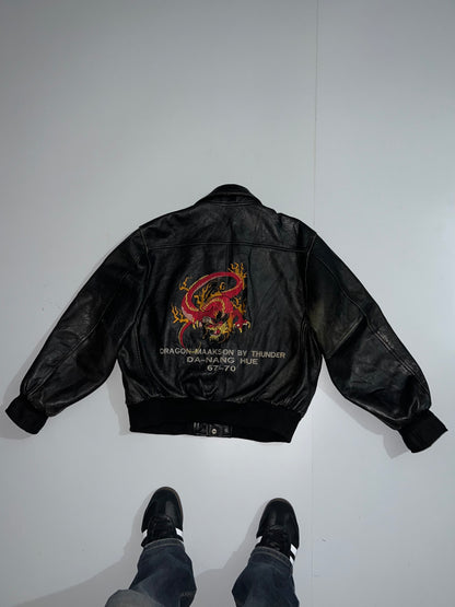 ZSuper Rare 90's Vintage (Rare) Original Leather Jacket, Embroidered (M/L)