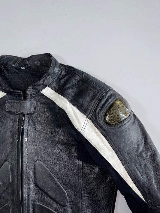 Fire Fox | Leather Racing Jacket with Carbon Fiber Shoulder Armor (Paded)(S)