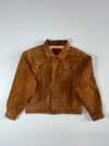 Vintage Genuine Suede Leather Trucker Jacket  Tan Brown (S)