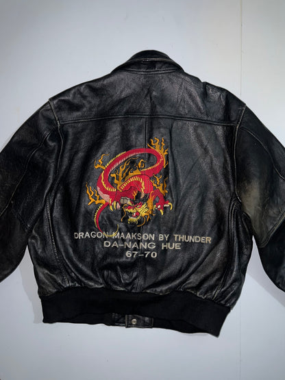 ZSuper Rare 90's Vintage (Rare) Original Leather Jacket, Embroidered (M/L)