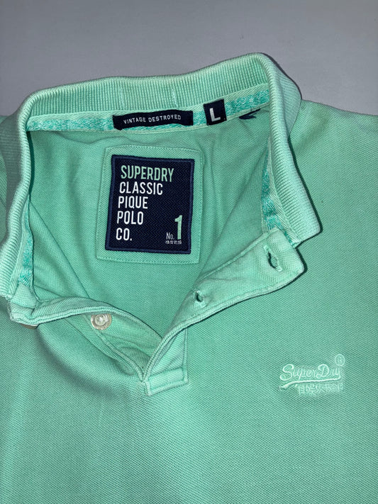 Superdry | Vintage Destroyed Classic Pique Polo Tee (L)