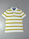 Tommy Hilfiger White & Yellow Striped Polo T-Shirt (L/XL)