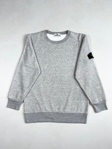 Stone Island Grey Melange Crewneck Sweatshirt with Compass Badge (S)