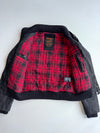 Schott NYC Black Military Flight Bomber Jacket with Tartan Lining & Hood (M/L)