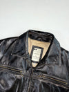 Tom Tailor 1962 Distressed Black Leather Multi-Zip Trucker Jacket, (XL/2XL)