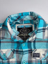 Superdry Plaid Flannel Heavy Shirt – Teal/White (S)