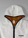 Le Coq Sportif Sherpa Fleece Half-Zip Anorak – White/Tan, Hooded, (M)