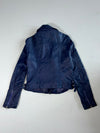 Tough Jeansmith Navy Double-Zip Leather Biker Jacket (XS)