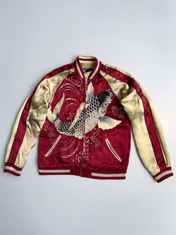 ZVintage Reversible Japanese Sukajan Koi Fish Bomber | Fully Embroidered RARE (M)