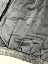 Vintage 90s Black Leather Bomber Jacket – Embroidered Logo Patch, Zip Chest Pockets (XL)