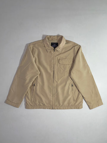 Giordano Beige Zip-Up Harrington Jacket with Mesh Lining & Flap Chest Pocket (L)