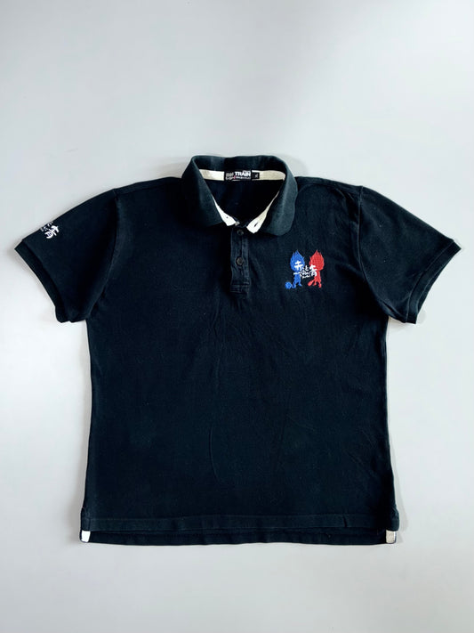 Big Train Osaka Japanese Dual Flame Oni Kanji Embroidered Black T-Shirt (XL)