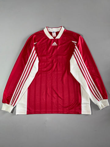 Vintage Adidas | Vintage Football Jersey Long Sleeve Red White | (2XL)