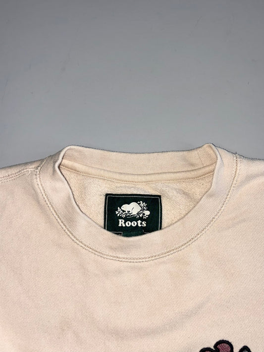 Roots Canada Embroidered Logo Crewneck Sweatshirt – Cream (M)