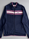 FILA Vintage Track Jacket – Navy & Pink Striped Full Zip (M)