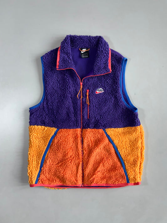 Nike Sportswear Club Fleece Sherpa Vest Purple Orange Colorblock (M)