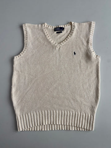 Polo Ralph Lauren Cotton Knit Sweater Vest in Cream (M)