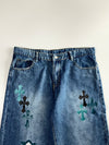 Cross Print Denim Jeans (W:38 |L:45)