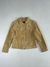 Eddie Bauer Seattle Suede Tan Suede Leather Trucker Jacket, Women’s (S)