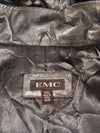 EMC Women’s Dark Brown Leather Hooded Jacket – Faux Fur Trim (M)