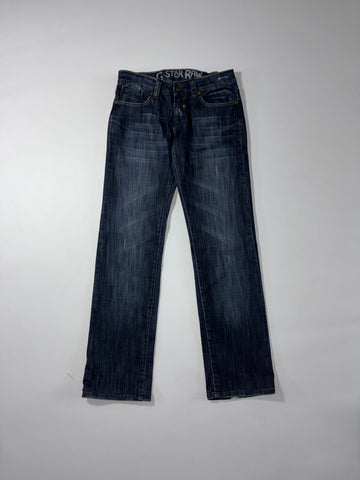 G-Star Raw Dark Wash Distressed Straight Jeans (W:29) (L:38)