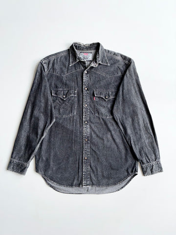 Levi's Black Denim Western Pearl Snap Shirt (XL)